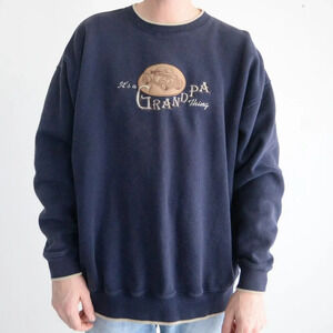 Vintage M&C Sport Navy & Tan It's a Grampa Thing Crewneck  Sweater XXL